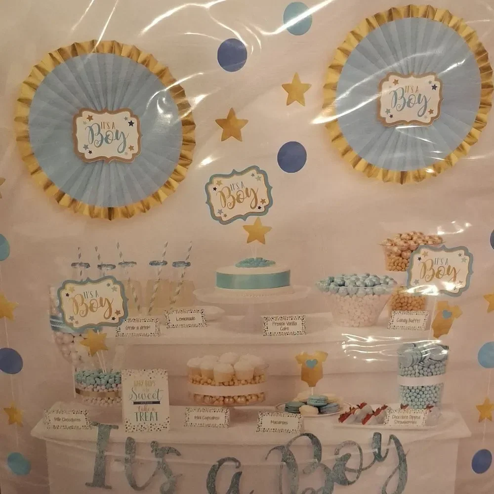 Baby Boy Baby Shower Backdrop & Decorating Kit Decorations